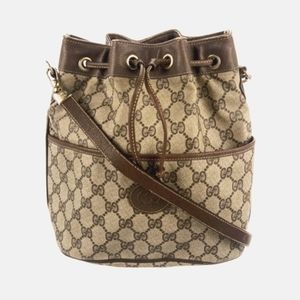 Gucci Micro GG Supreme PVC Vinyl Drawstring Bucket Bag 1990'S Era Vintage